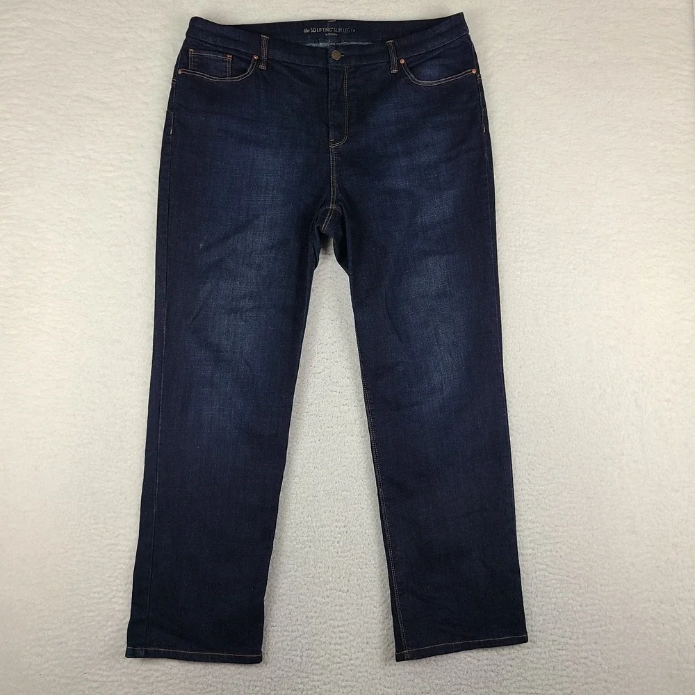 Chico's Jeans Womens 3 Short Blue The So Lifting Slim Leg Dark Wash Denim